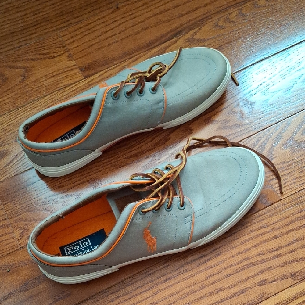 Polo by Ralph Lauren Tan and Orange Sneakers with Classic Design